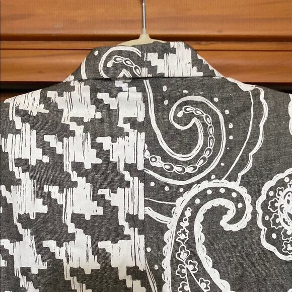 NWOT Randolph Duke Gray White Coated Linen Houndstooth Paisley Patterned Blazer - Picture 7 of 11